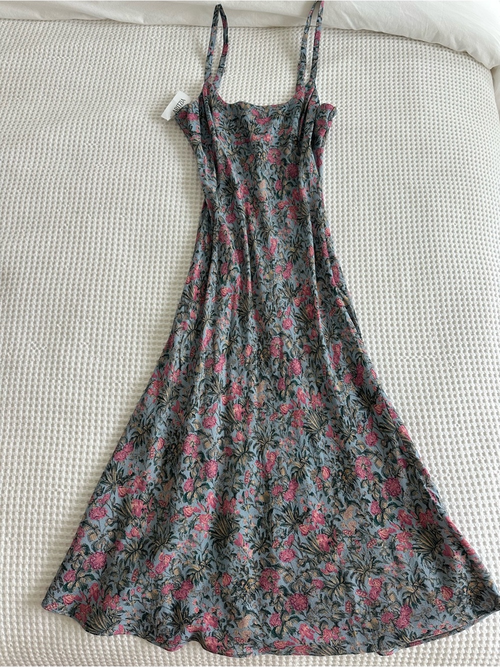 Floral Slip Midi Dress with Pink Flowers